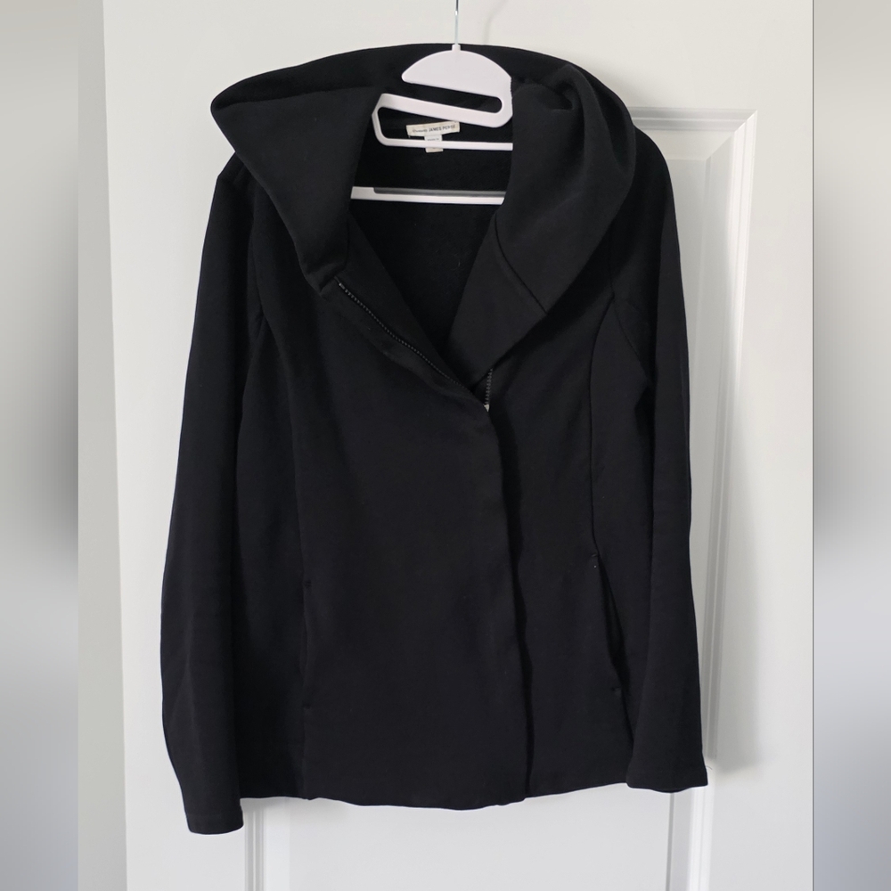 Standard James Perse moto zip hoodie sweater jacket black